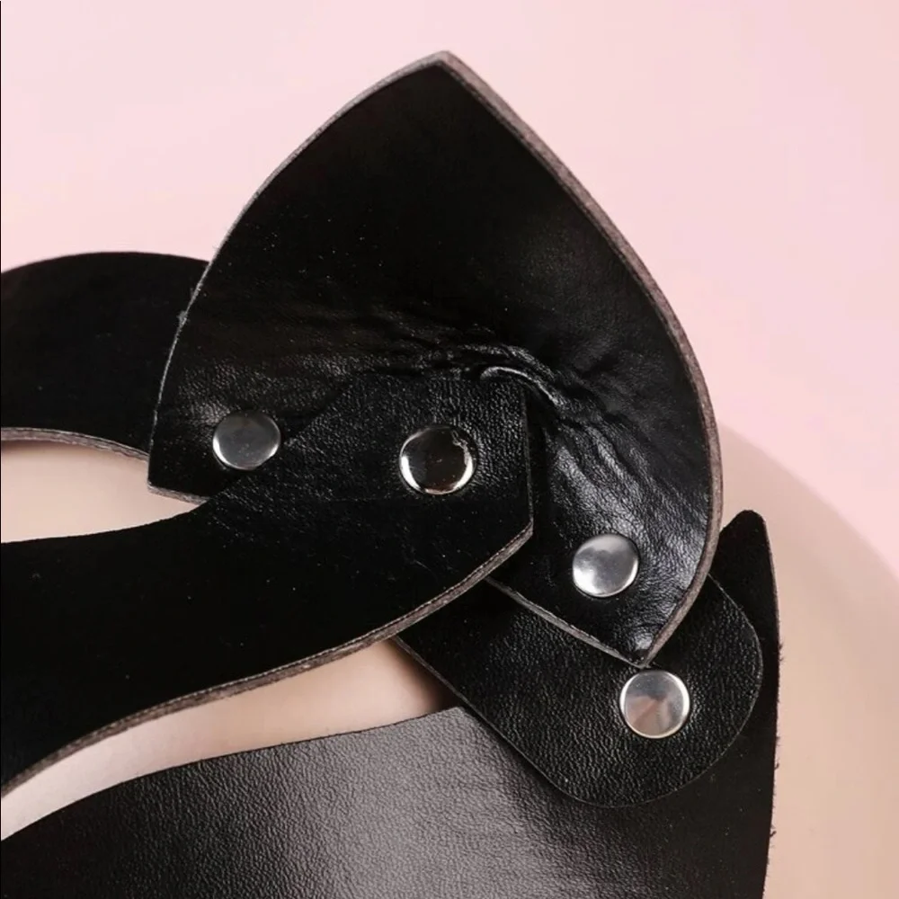 Cat Halloween Eye Mask Faux Leather New